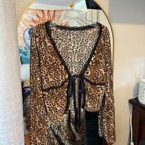 Windsor Brown and Black Long Sleeve Leopard Print Tee